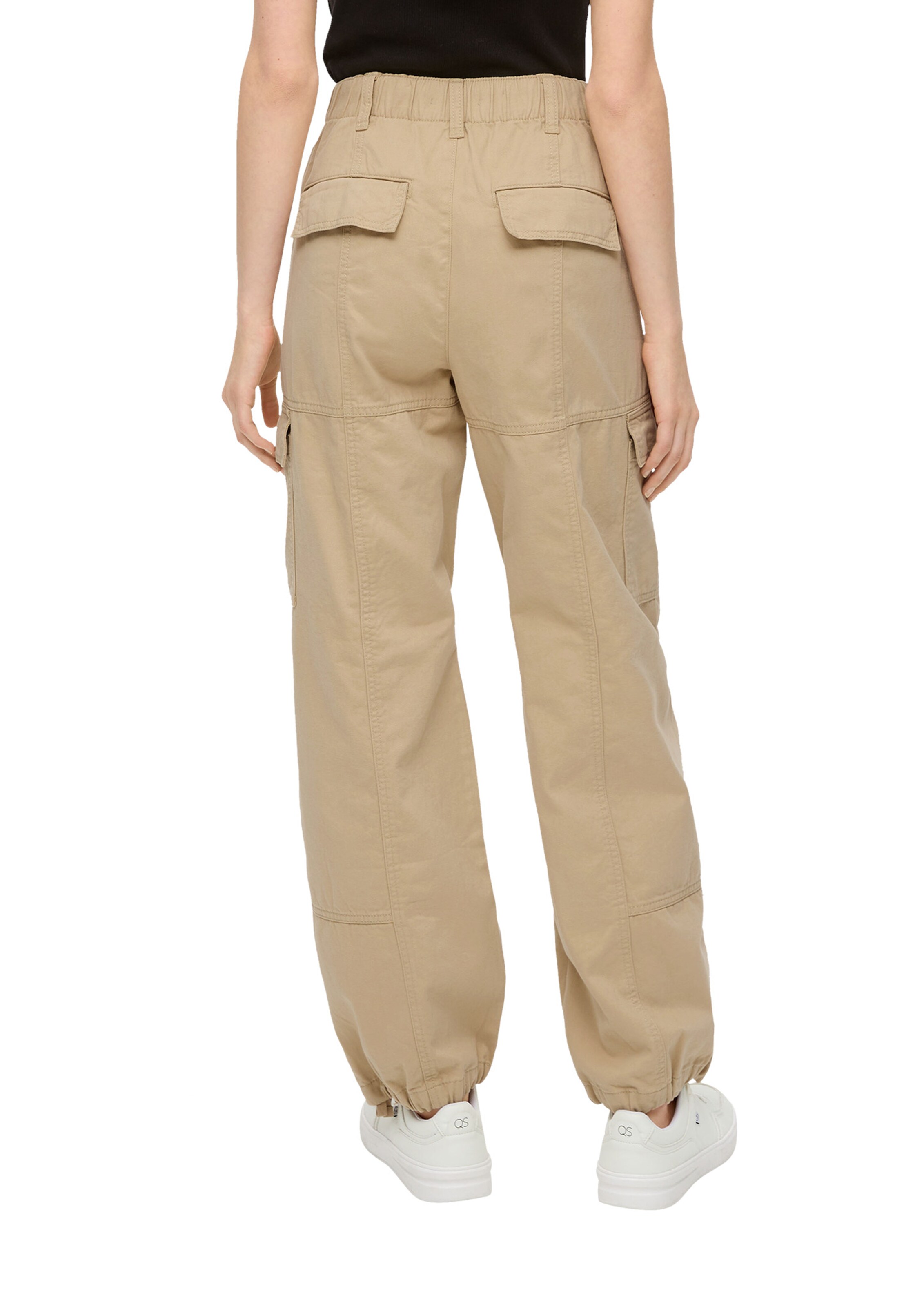 QS Wide Leg Cargohose in Beige: Vorderseite