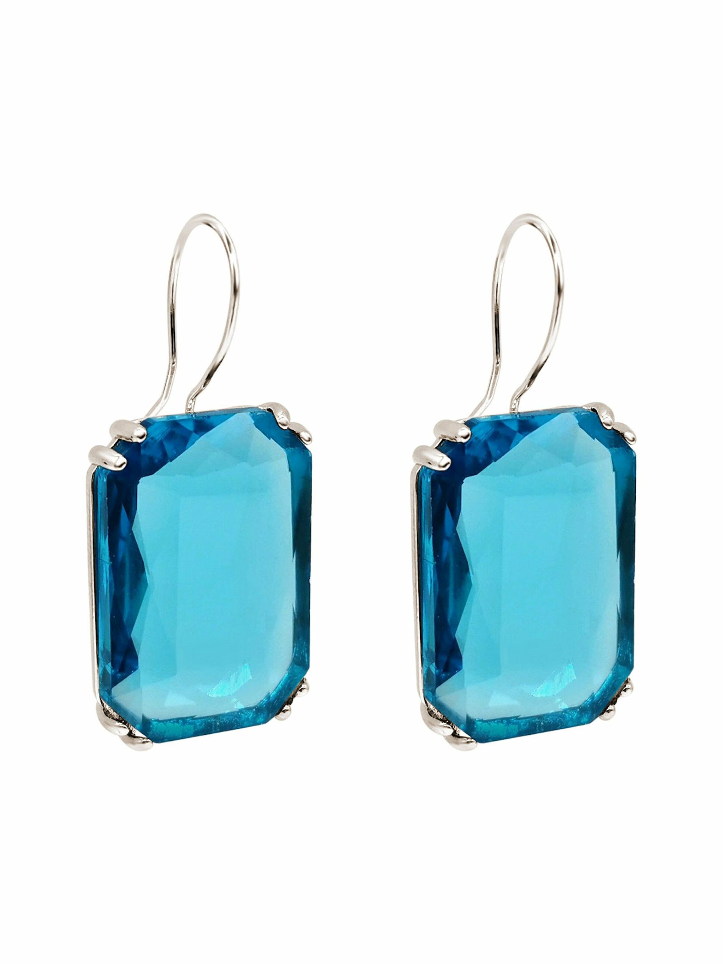 Gemshine Earrings 'BLUE EMERALD' in Silver