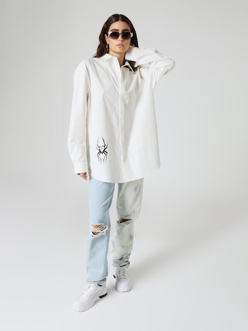 About You x Nils Kuesel Regular fit Button Up Shirt 'Lennox' in White
