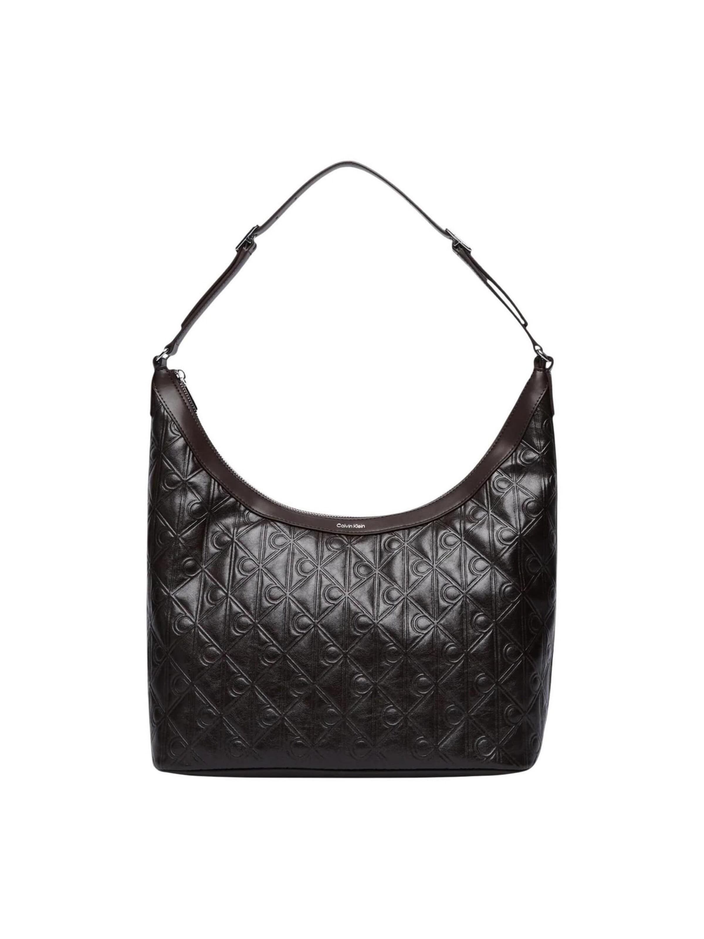 Calvin Klein Shoulder bag 'EMBLEM AOP DEBOSSED MEDIUM SHBAG LV04F3875G' in Brown: front