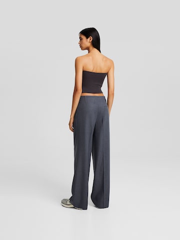 Bershka Wide leg Bandplooibroek in Blauw