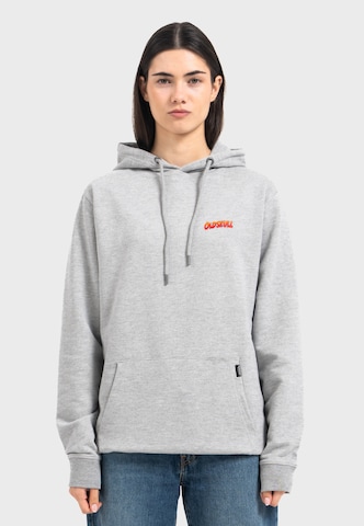 Oldskull Hoodie 'Retro Pixel Lady Logo Graphic' in Grau