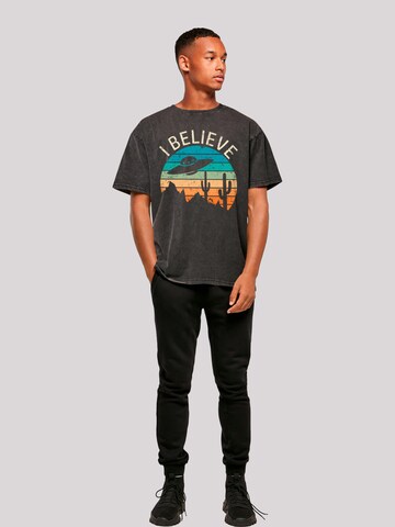 T-Shirt 'I Believe UFO Alien Sonnenuntergang' F4NT4STIC en noir