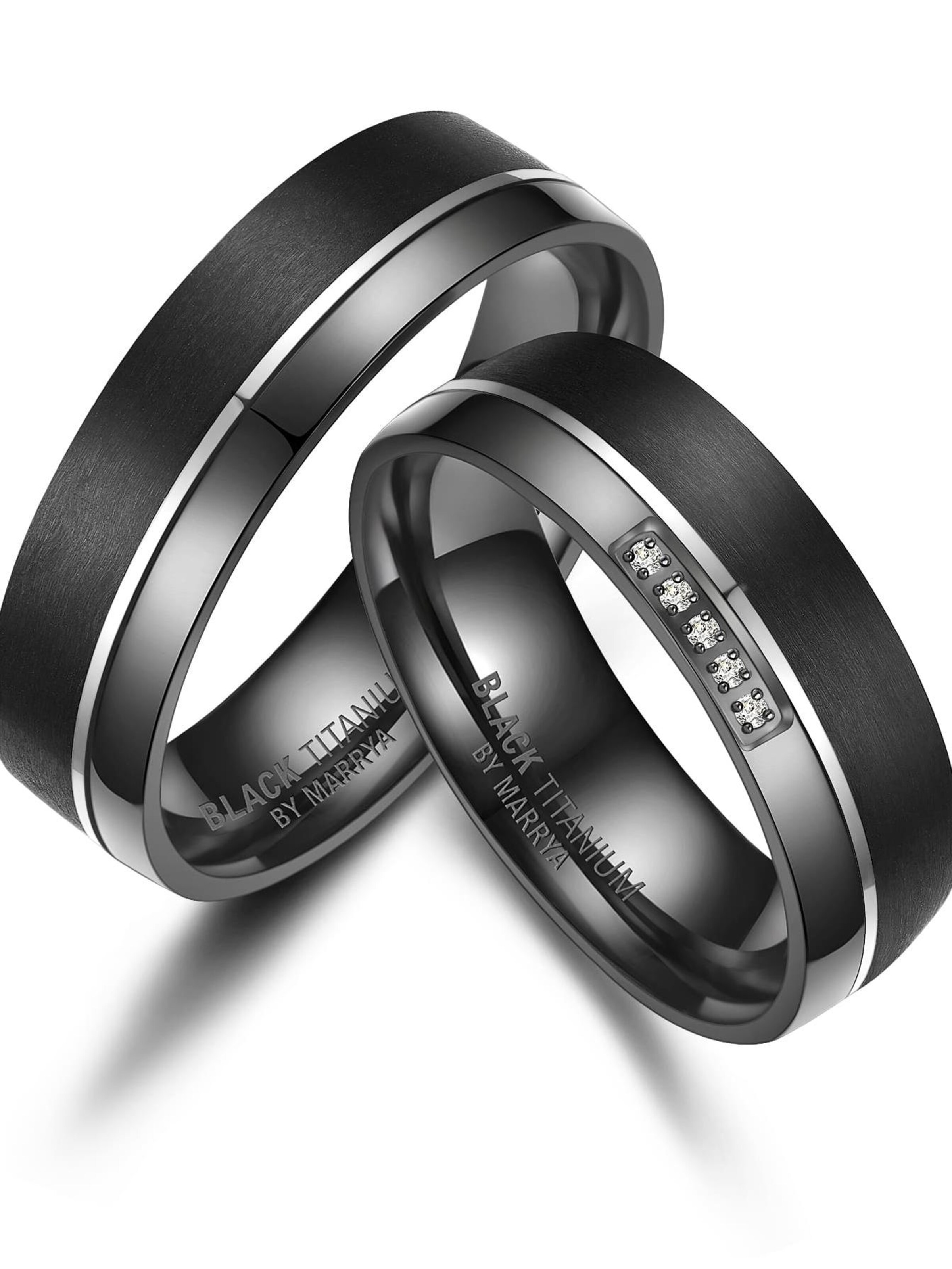 MARRYA Ring 'MARRYA Ehering BT-07 aus Black Titanium' in Grey