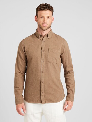 JACK & JONES Regular fit Overhemd 'JPRBLUBROOK' in Bruin: voorkant