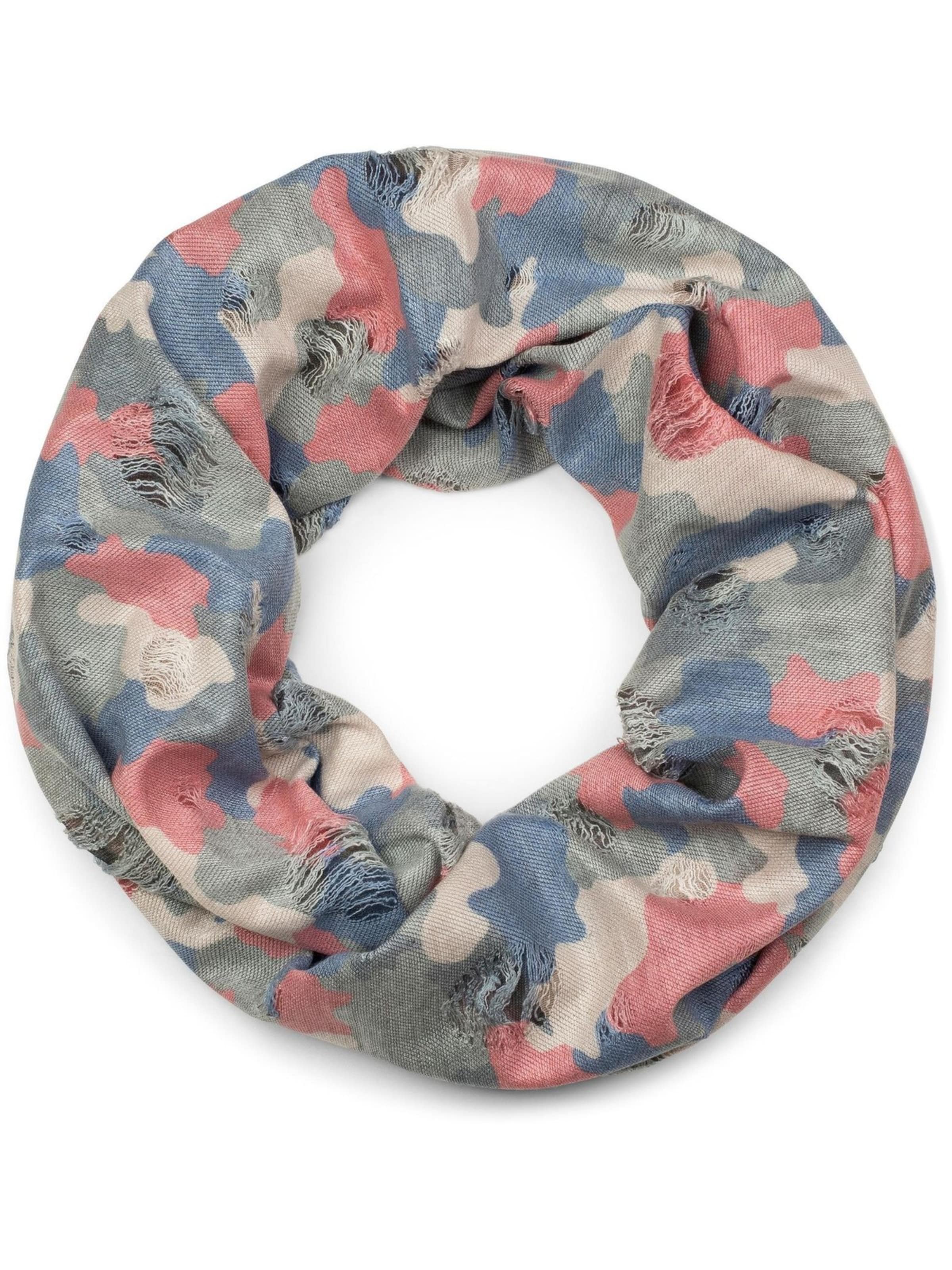 styleBREAKER Schlauchschal 'Destroyed Loop mit Camouflage Muster'‌‌‌‌‌‌ in Rot: Vorderseite