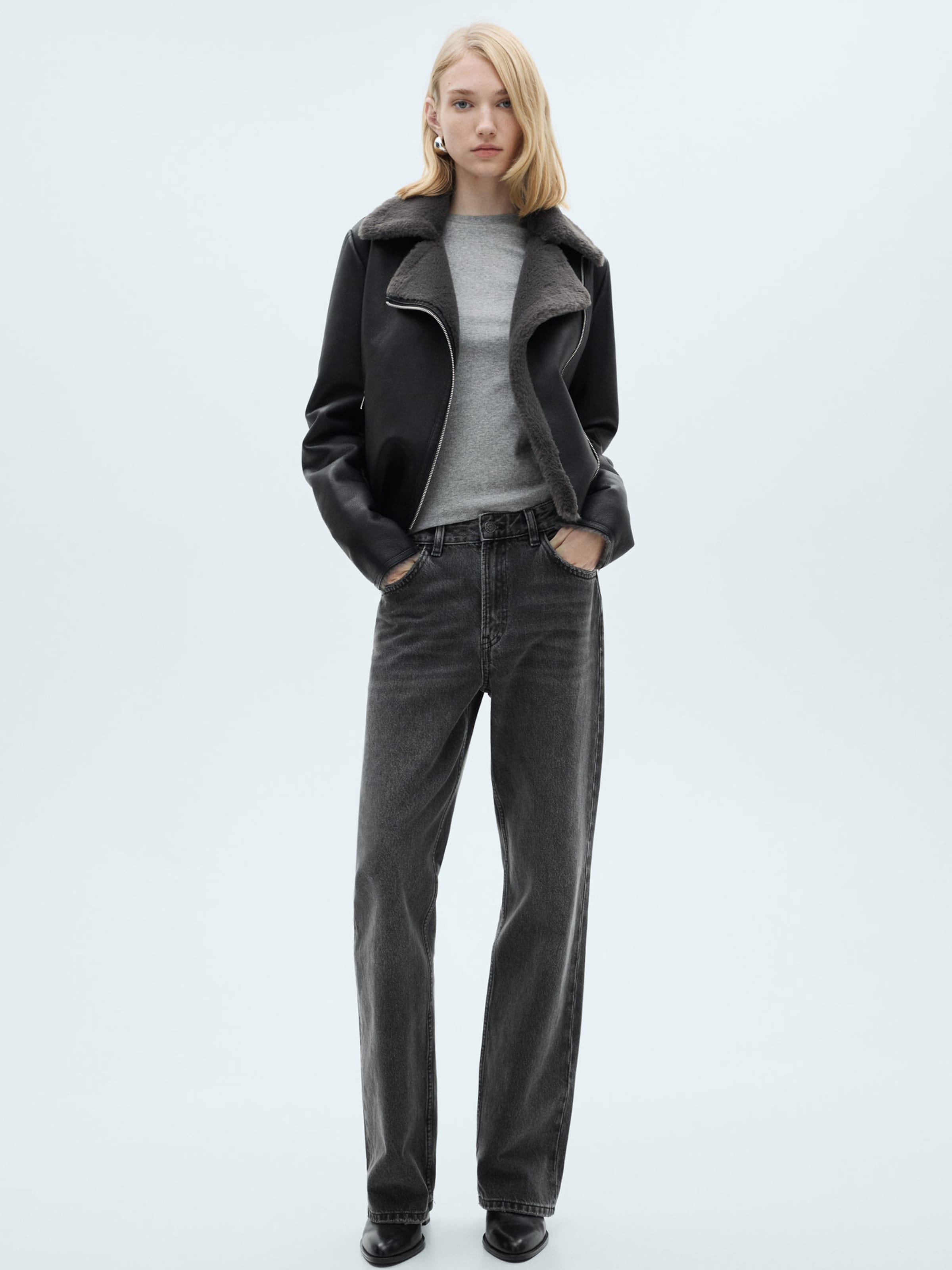 Lederjacke Damen Mango Lederjacke Cadi MANGO Jacke 'Cadi' In