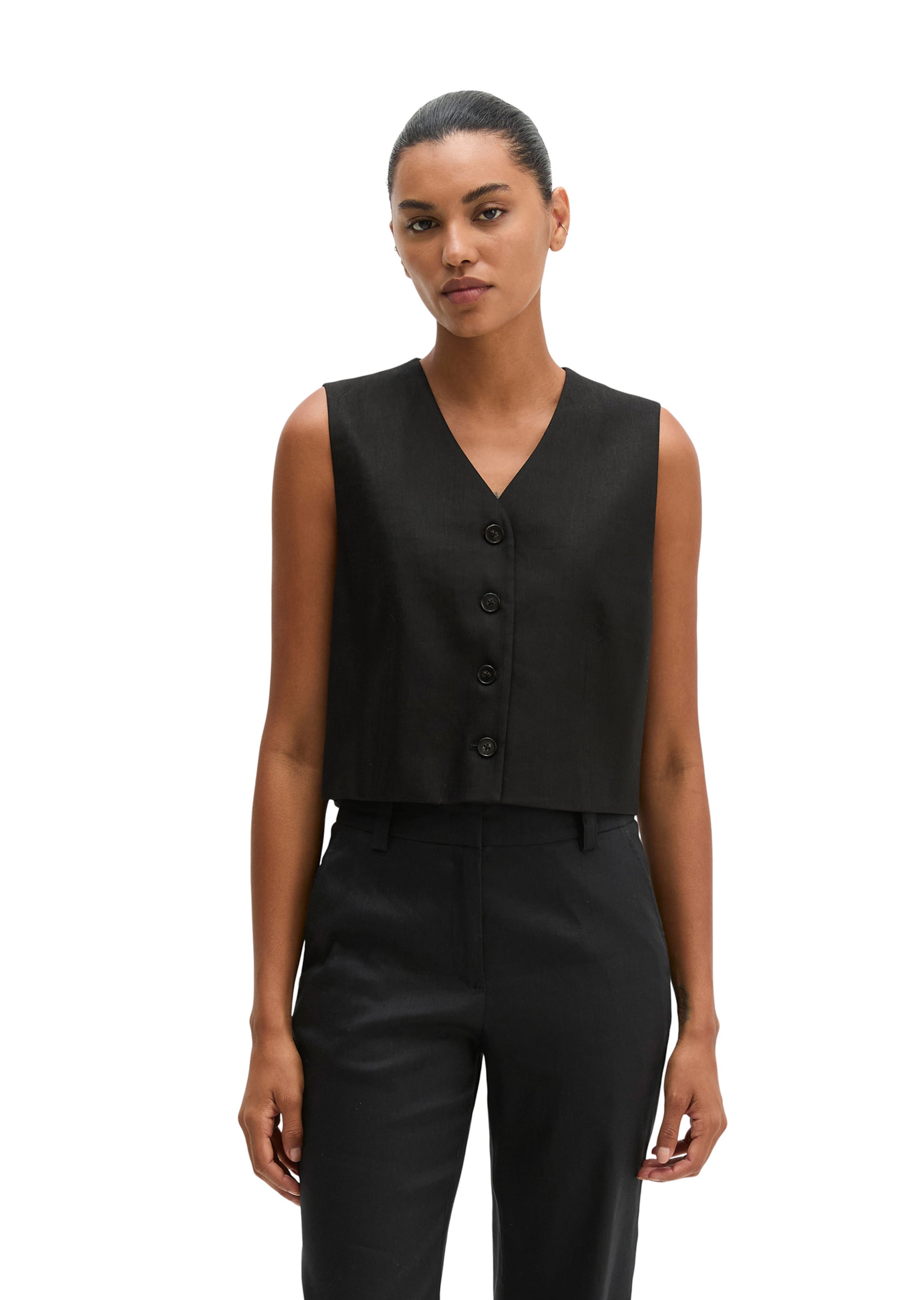 Marc O'Polo Gilet in Zwart: voorkant