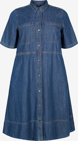 Zizzi Skjortklänning i blå: framsida