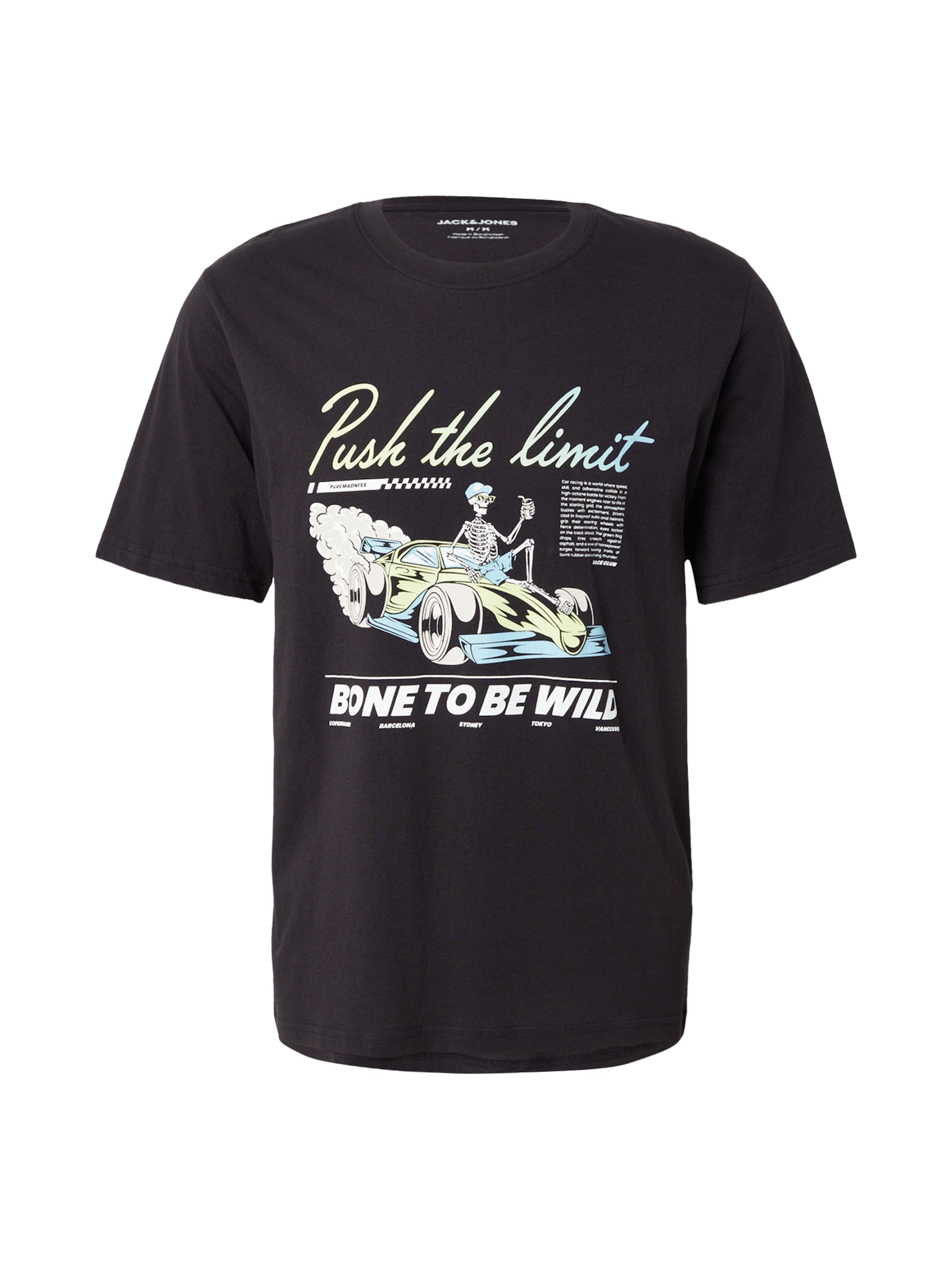 JACK & JONES - Camiseta 'JJTRACK SKULL' en negro: frente