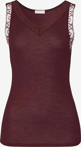 Hanro Top ' Woolen Lace ' in Bruin: voorkant