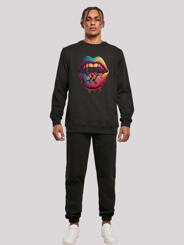 F4NT4STIC Sweatshirt 'Drooling Lips' in Schwarz