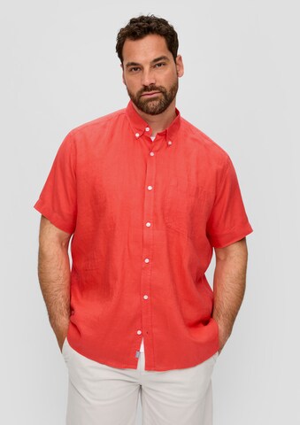 s.Oliver Men Big Sizes Regular fit Button Up Shirt in Red: front