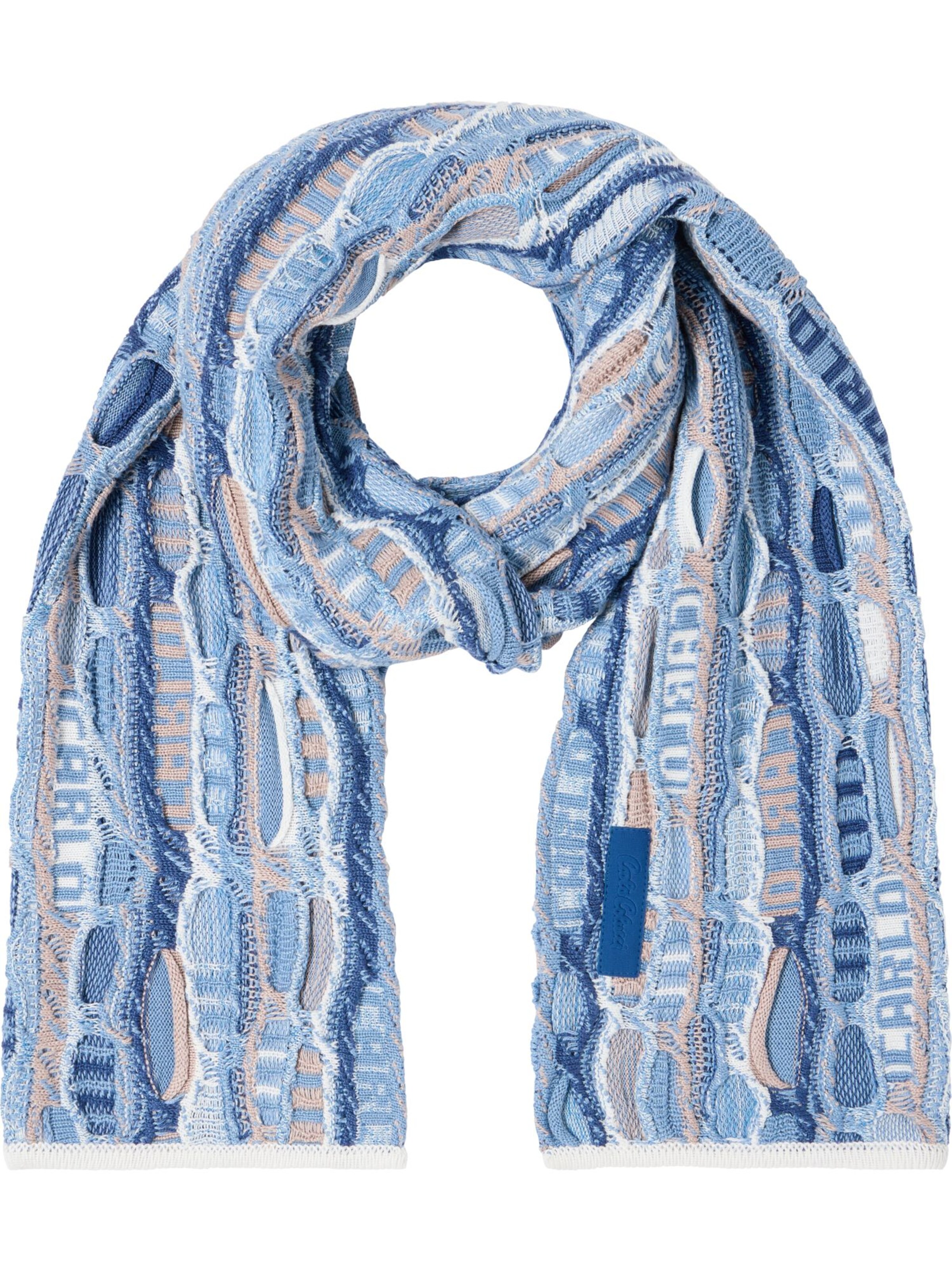 Carlo Colucci Sjaal ' Di Rosa ' in Blauw: voorkant