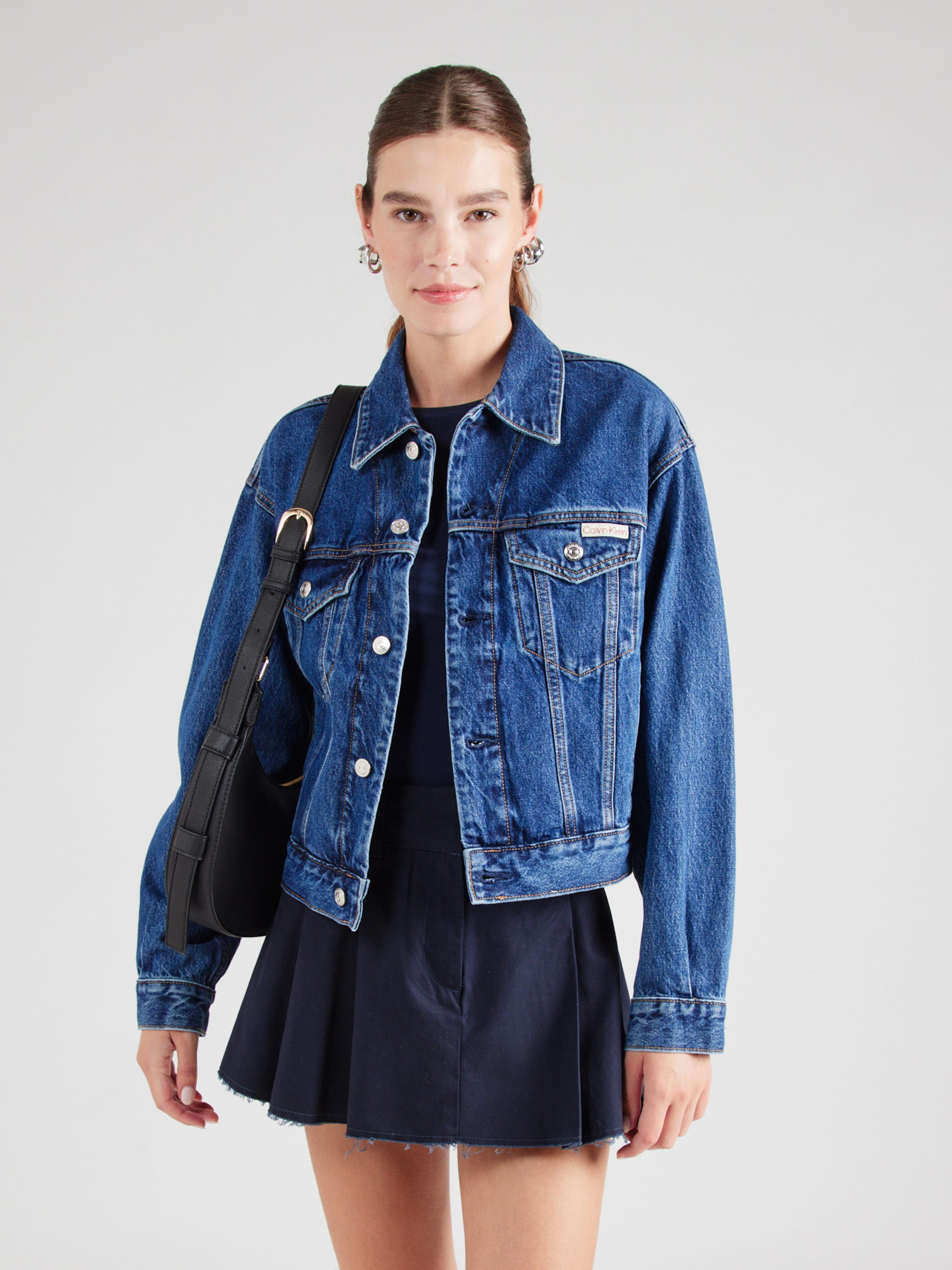 Calvin klein blue leather jacket best sale