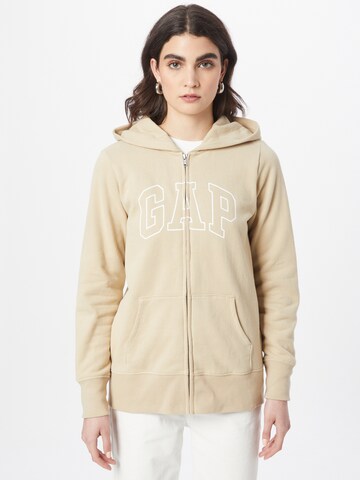 GAP Zip-Up Hoodie in Beige: front