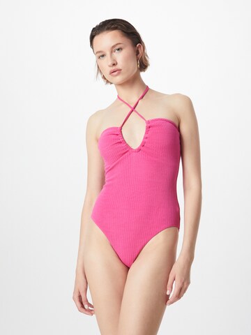 Seafolly Bralette Swimsuit in Pink: front