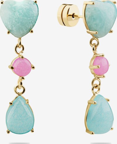 Guido Maria Kretschmer Jewellery Earrings 'Aventurin' in Turquoise / Gold / Pink, Item view