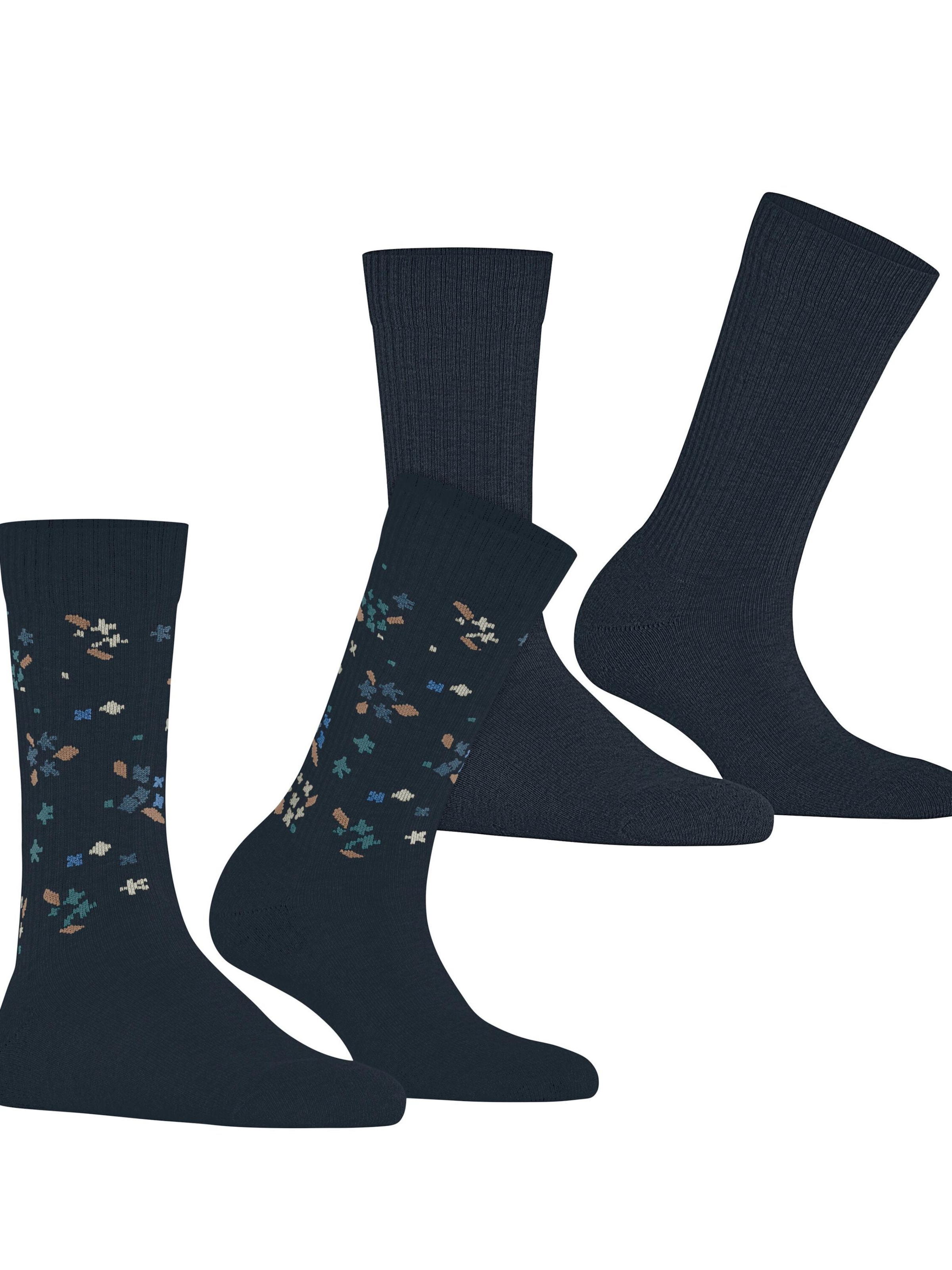 ESPRIT Socks 'Flower Rib 2-Pack' in Blue
