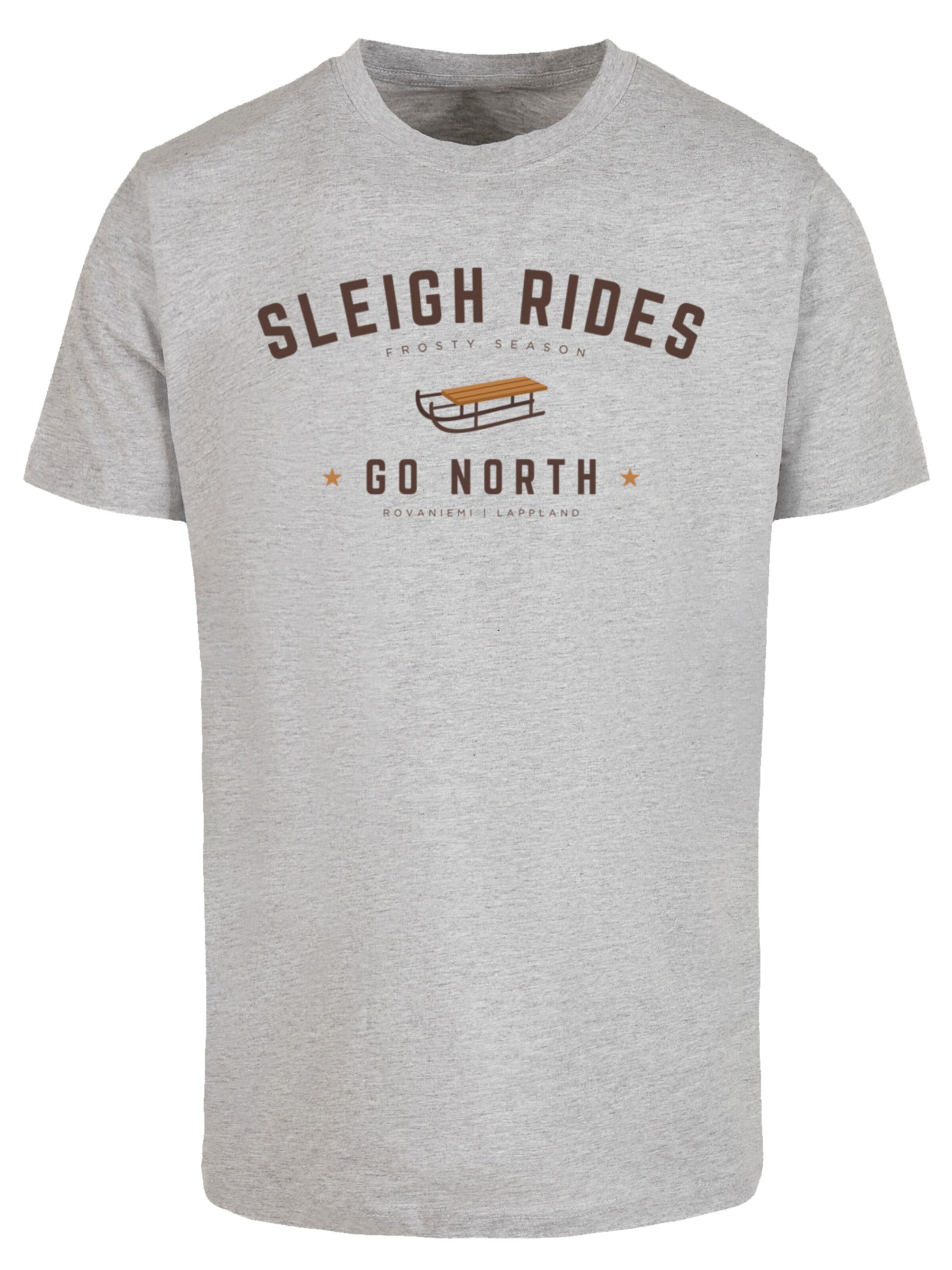 F4NT4STIC Shirt 'Schlittenfahren Weihnachten Christmas' in Grijs: voorkant