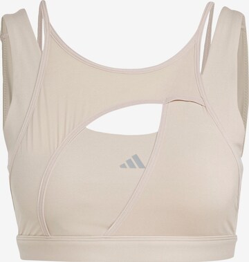 ADIDAS PERFORMANCE Bustier Sport bh 'Powerimpact Luxe Medium-Support' in Beige: voorkant