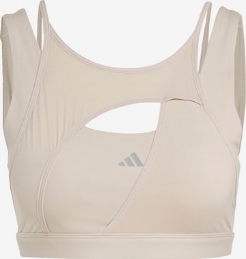 smėlio ADIDAS PERFORMANCE Biustjė Sportinė liemenėlė 'Powerimpact Luxe Medium-Support': priekis