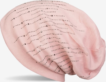styleBREAKER Mütze 'Beanie mit Strass Streifen' in Pink: Vorderseite