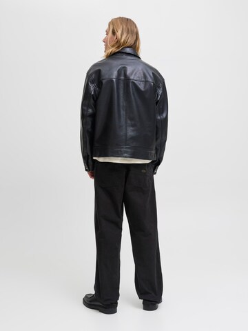 JACK & JONES Wide leg Broek 'JPSTAlex Ember' in Zwart