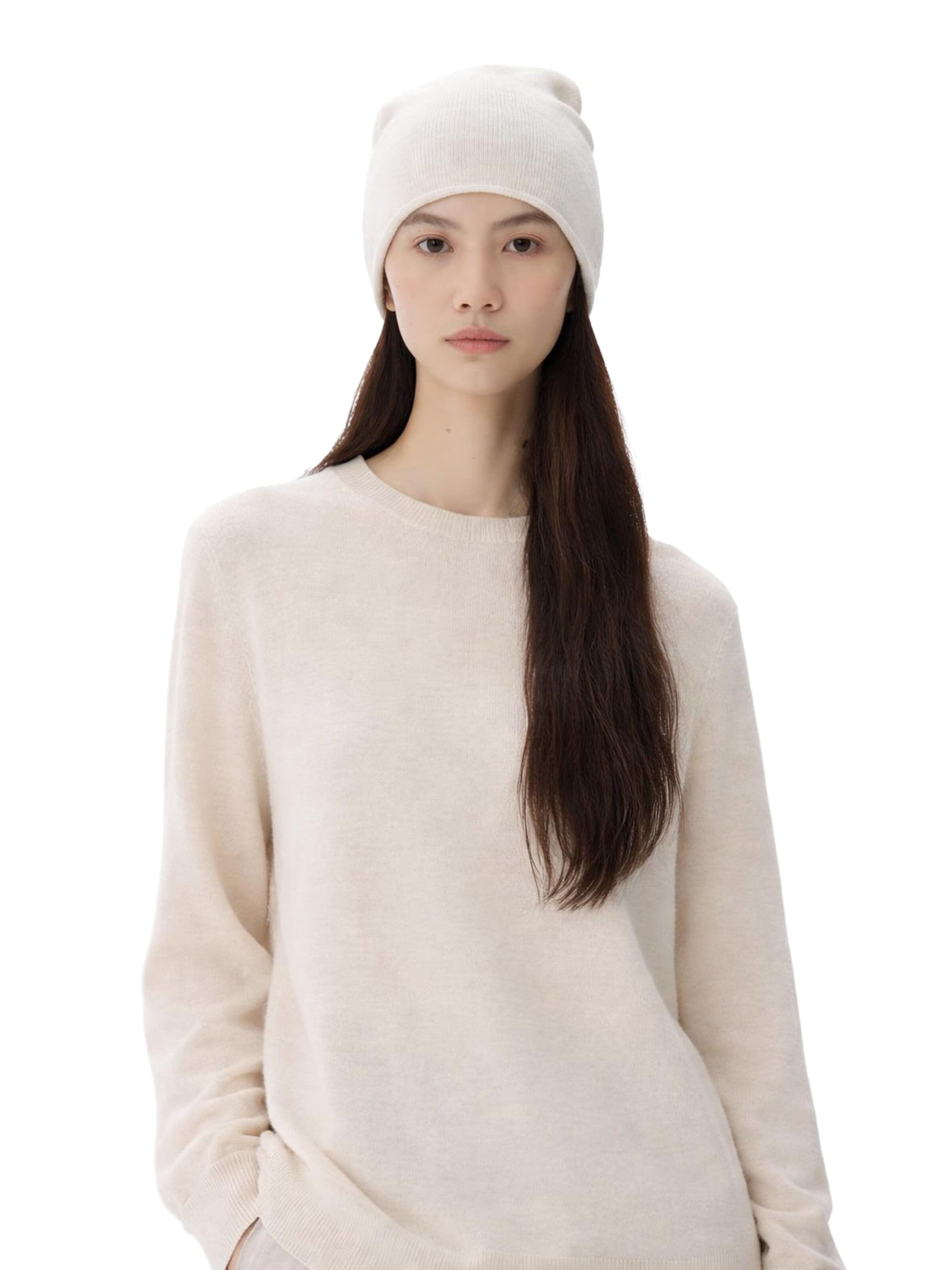 GOBI Cashmere - Jersey 'Cashmere Hat & Sweater Set' en blanco: frente