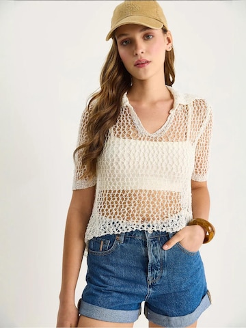 Camicia da donna di Bianco Lucci in beige: frontale