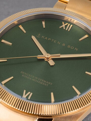 Kapten & Son Аналогов часовник 'Crush Gold Green Steel' в злато