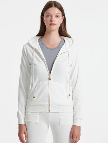 Sugarfree Zip-Up Hoodie in White: front