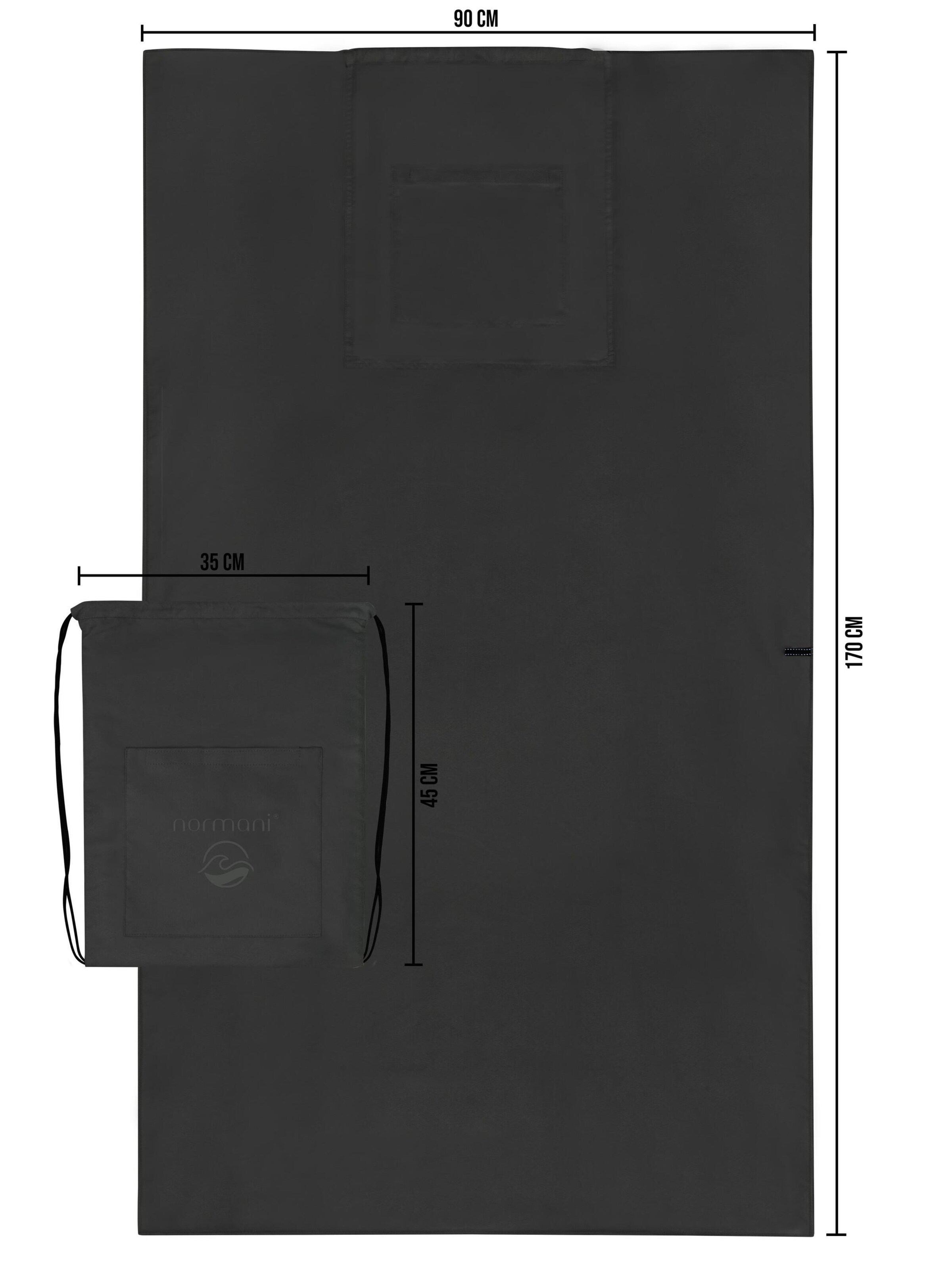 normani Badehandtuch mit Rucksackfunktion ' ' in Schwarz