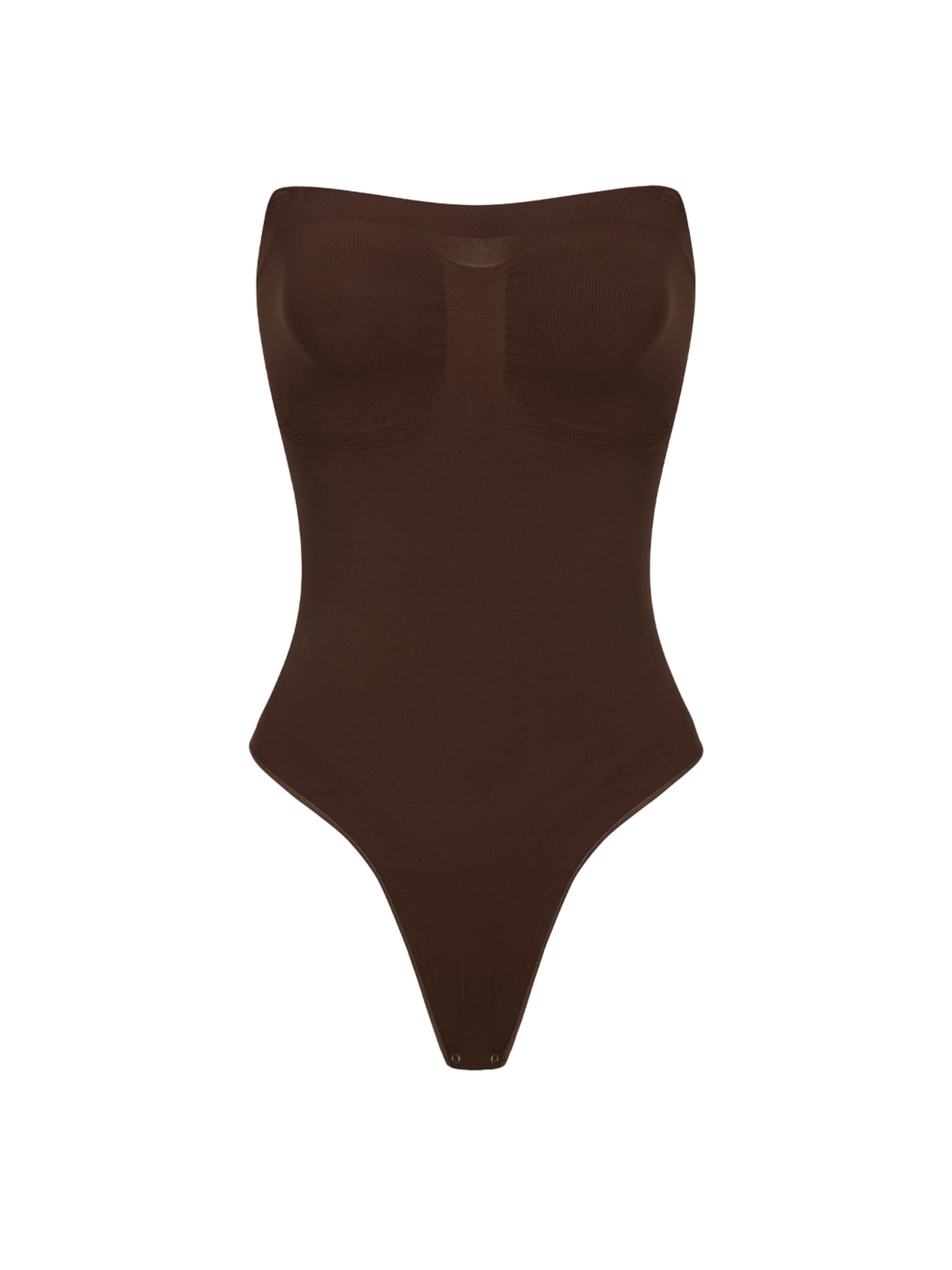 Body modelant 'Trägerloser Bodysuit Sculpting Shapewear mit String' cfab (formerly creamy fabrics) en marron : devant