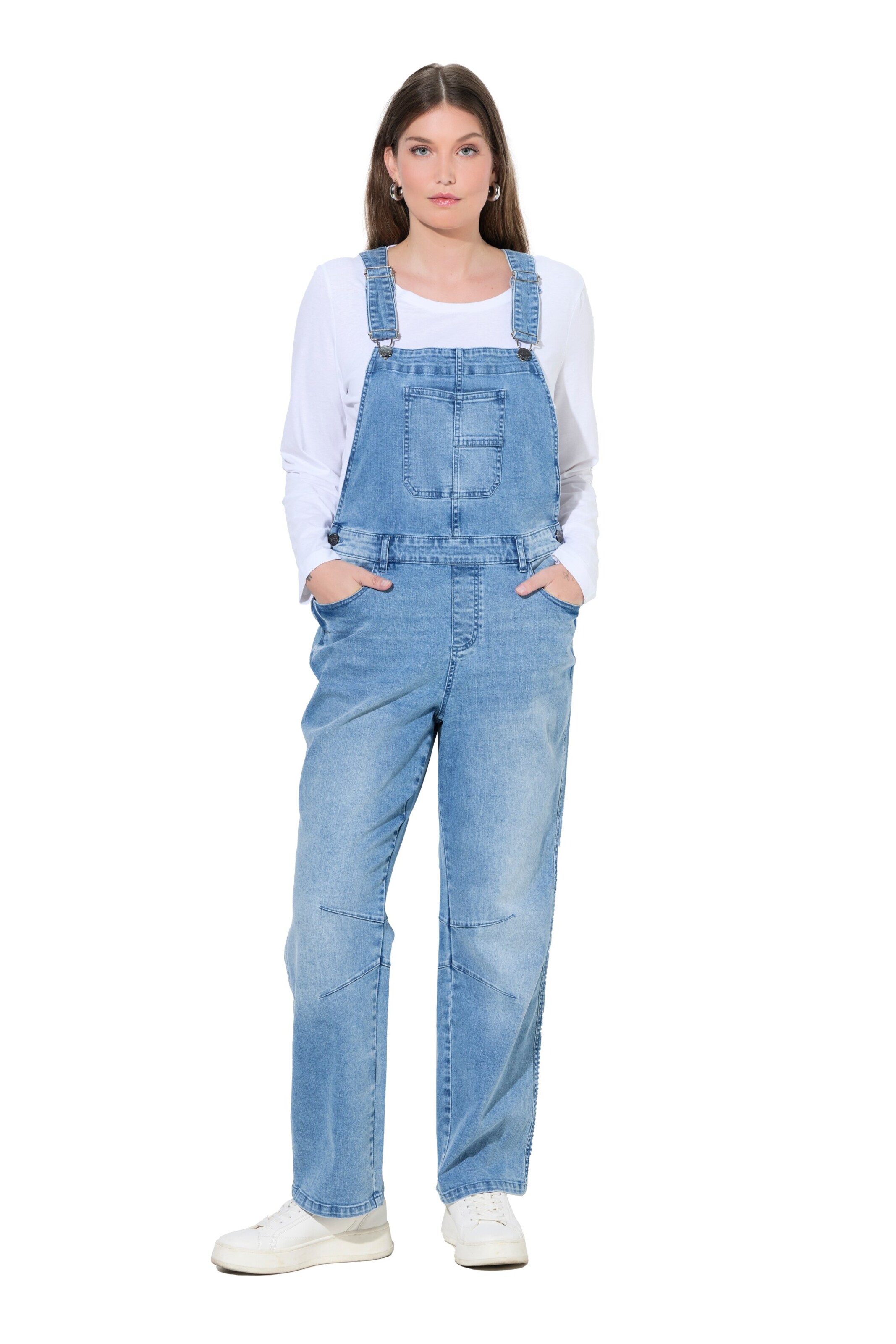 Ulla Popken Regular Latzhose in Blau: Vorderseite