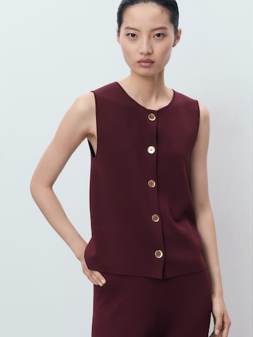 MANGO Gebreide bodywarmer 'YOLANDO' in Rood: voorkant
