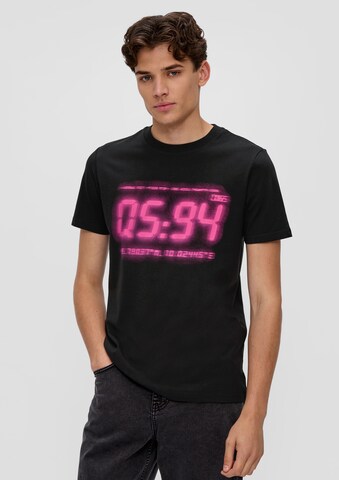 T-Shirt QS en noir : devant