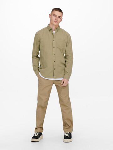 Only & Sons Comfort Fit Skjorte 'Bryce' i beige