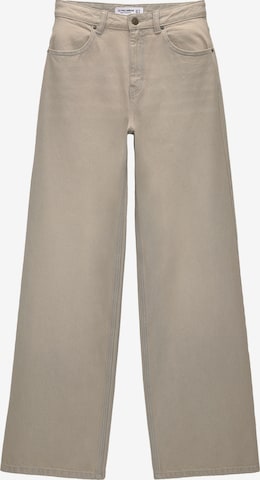 Pull&Bear Wide leg Jeans in Beige: front