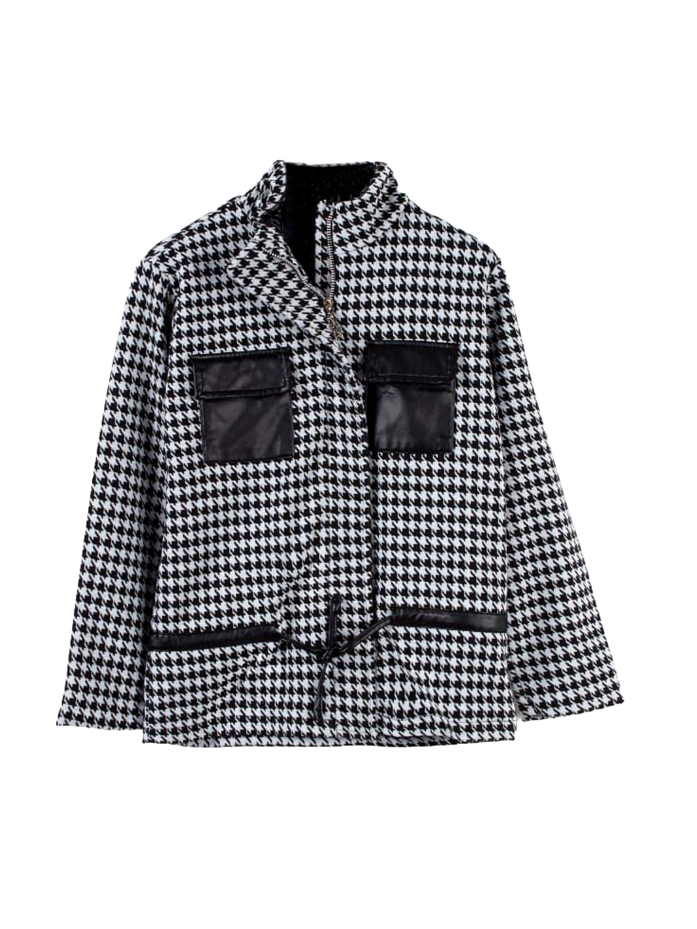 Solang Jacke Hahnentritt-Muster in Schwarz: Vorderseite