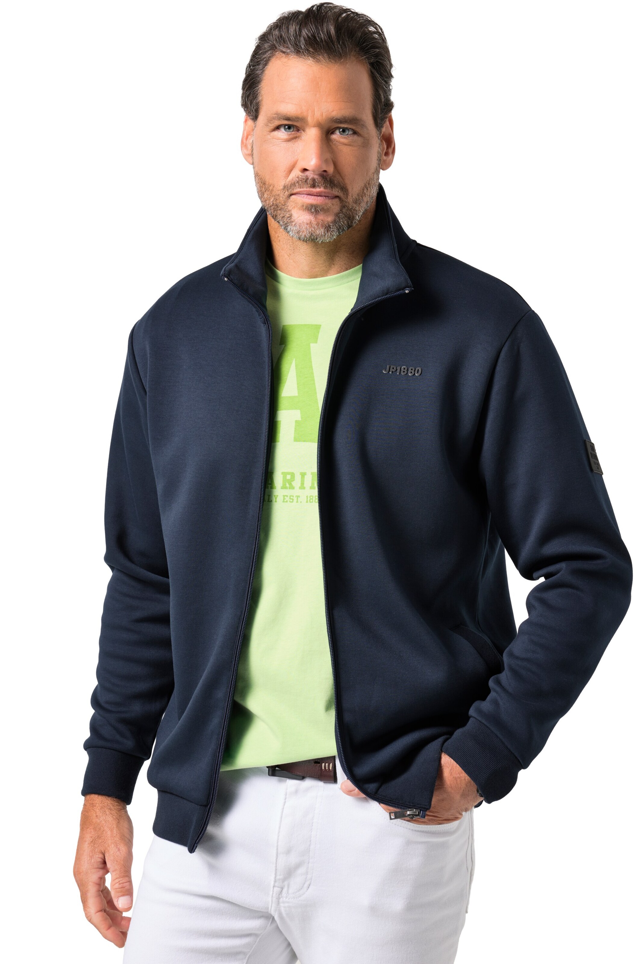 JP1880 Sweatjacke in Blau: Vorderseite