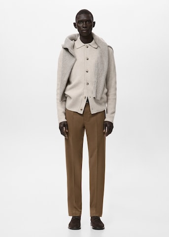 MANGO MAN Regular Pleated Pants 'Koda' in Brown