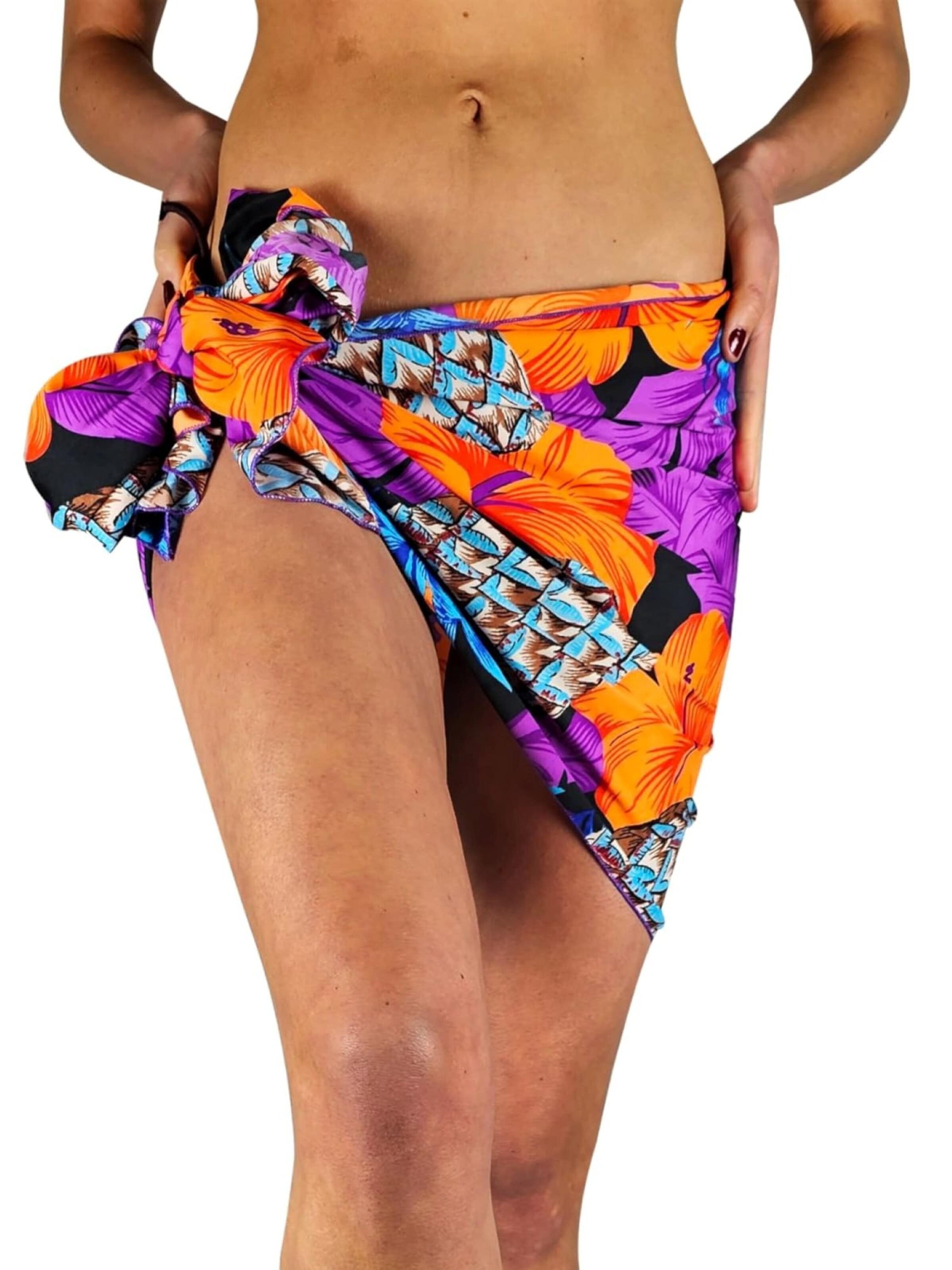 Foulard 'Pineapple Hibiscus' di King Kameha in lilla: frontale
