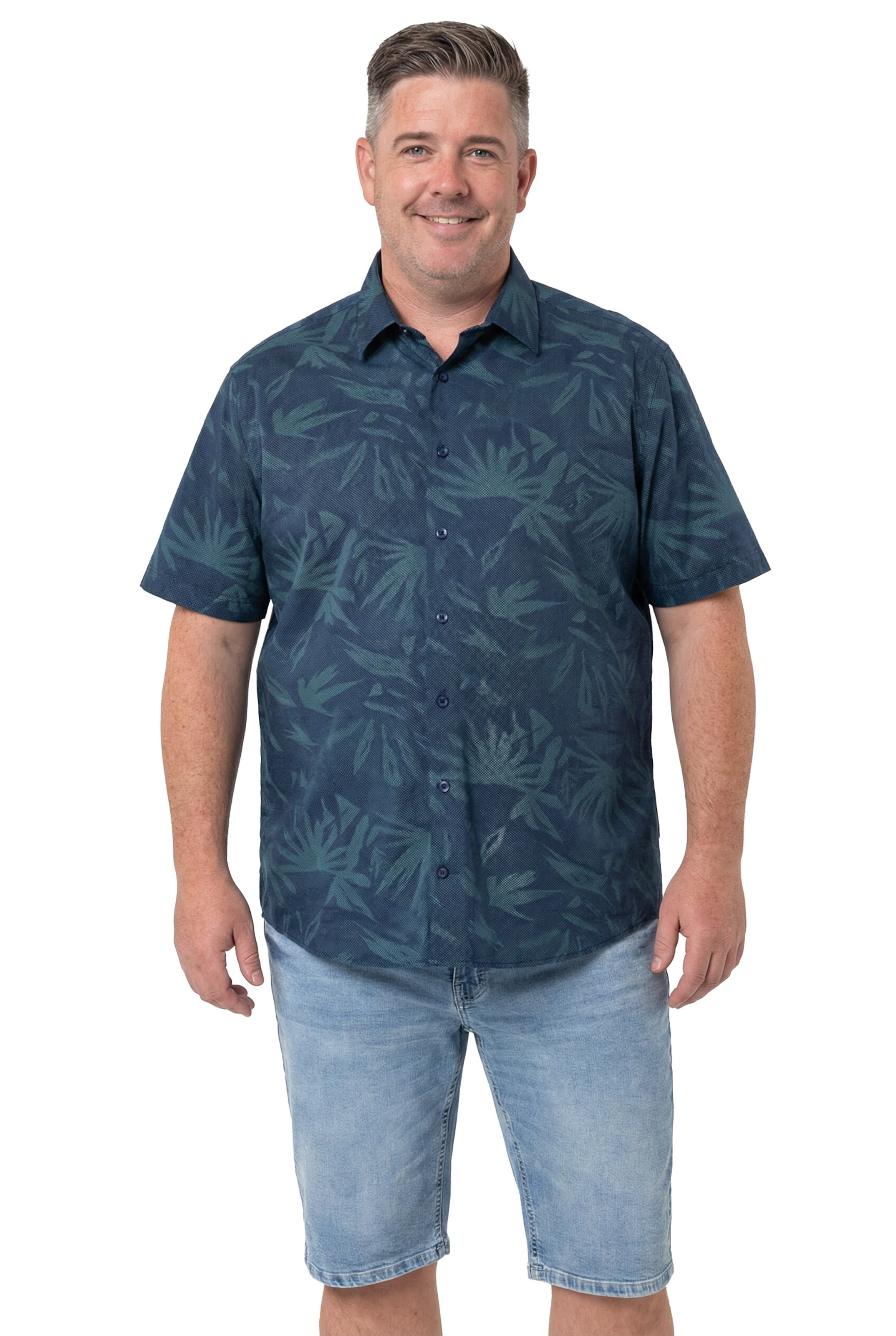 Men Plus Regular Fit Hemd in Blau: Vorderseite