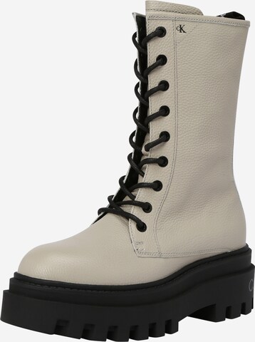 Calvin Klein Lace-Up Boots in Beige: front