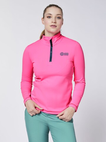 CHIEMSEE Fleecepullover ' mit auffälligem PlusMinus-Print ' in Pink: Vorderseite