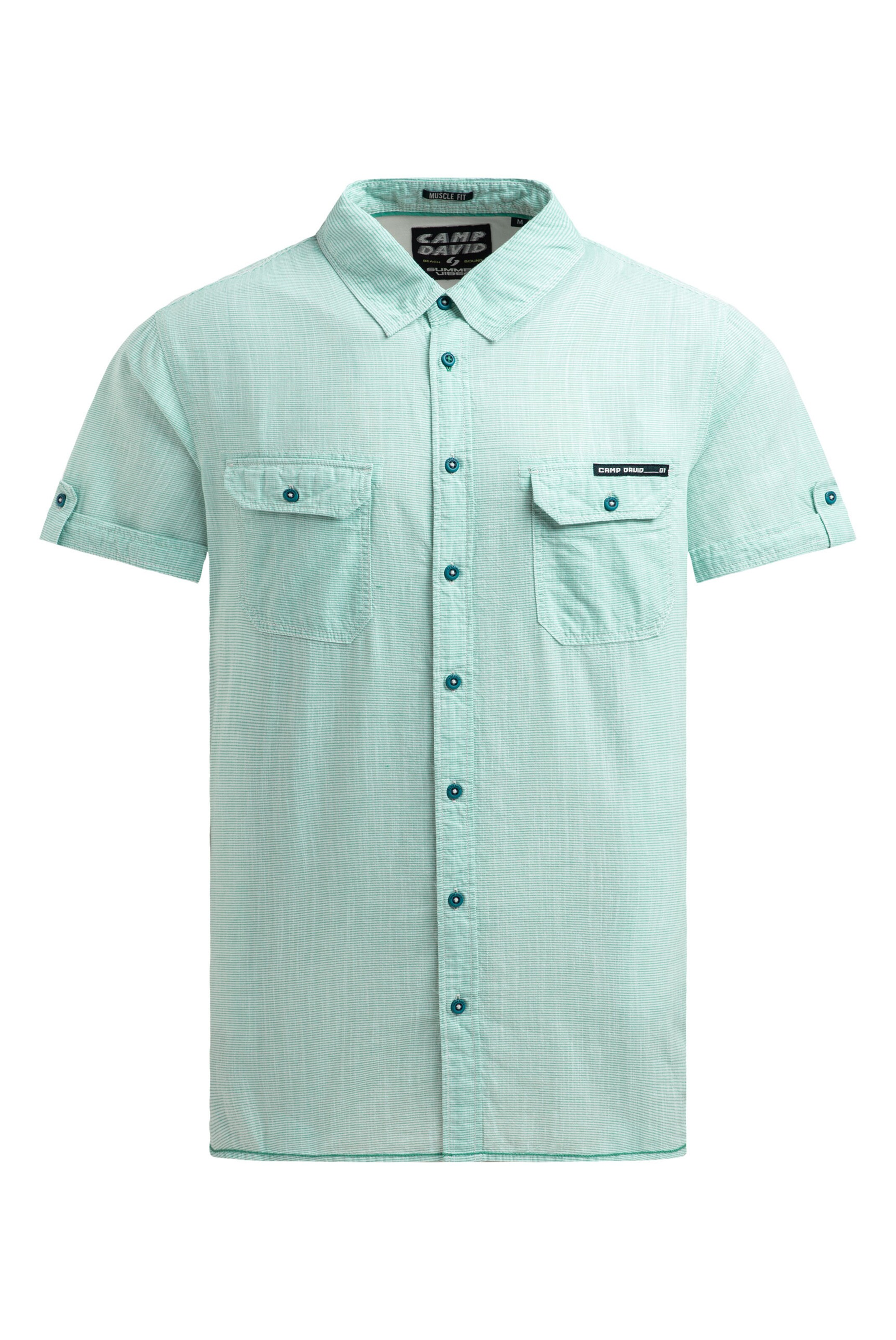 CAMP DAVID Slim fit Button Up Shirt in Green: front