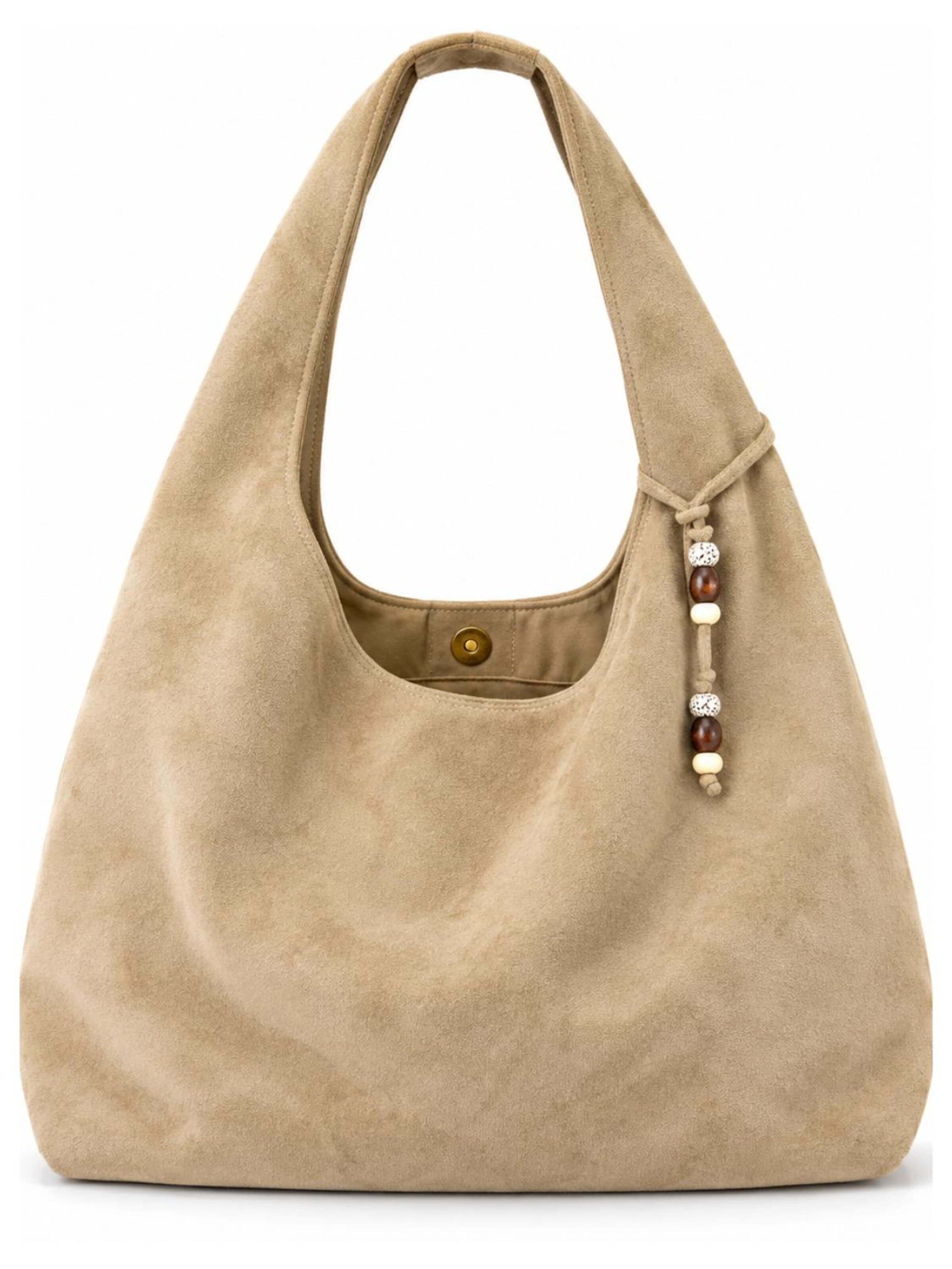 HNK Shoulder Bag 'Hobo-Tasche Taupe' in Grey: front