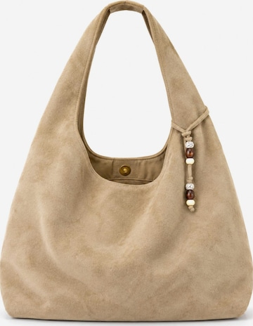 HNK Schultertasche 'Hobo-Tasche Taupe' in Grau: Vorderseite