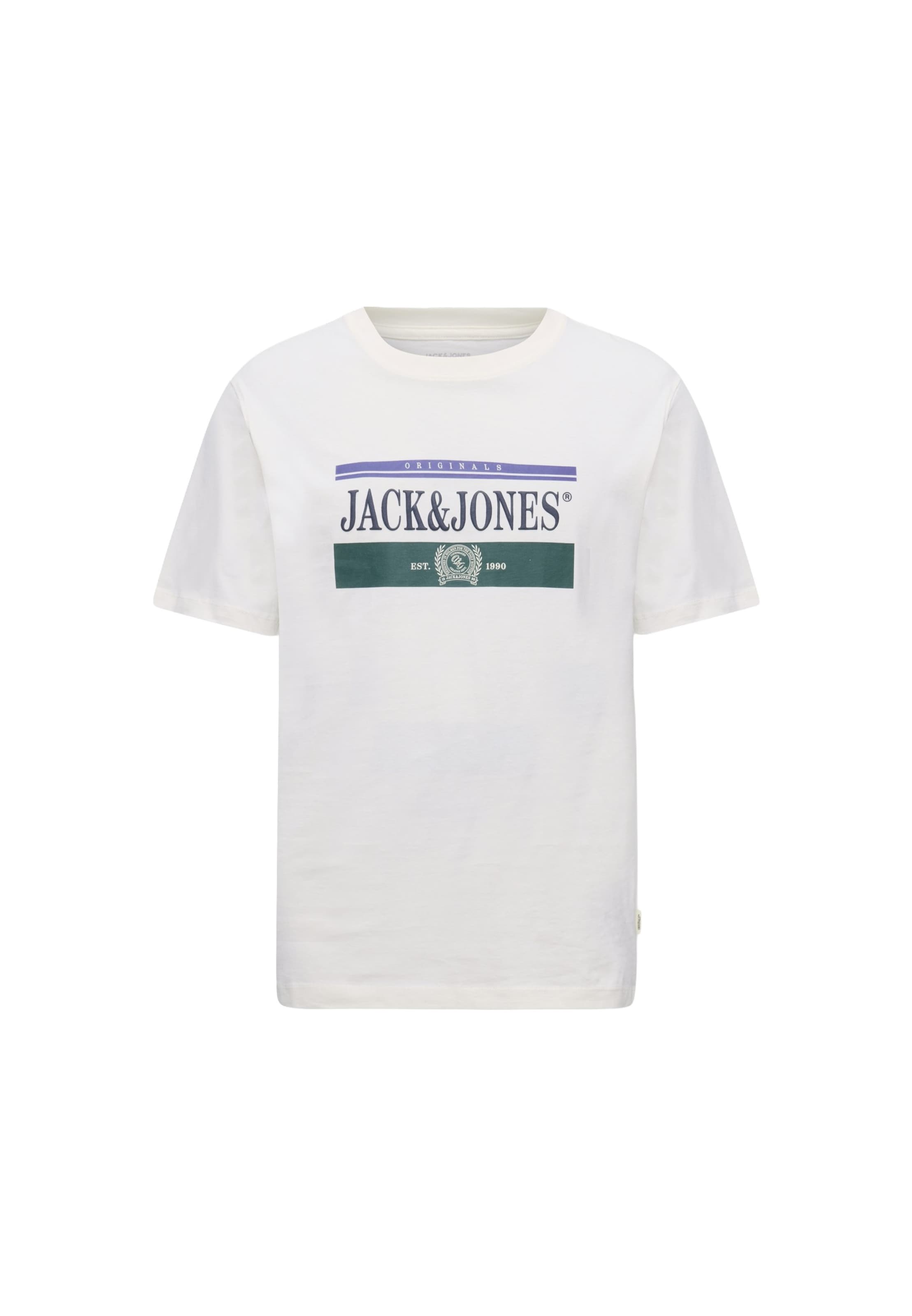 JACK & JONES T-Shirt 'JORFREDERIKSBERG' en XS en bleu foncé / vert foncé / violet foncé / blanc, Vue avec produit